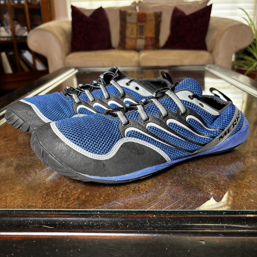 Merrell Trail Glove Olympia Shoes Mens 14 Blue Black Hiking Barefoot Minimalist